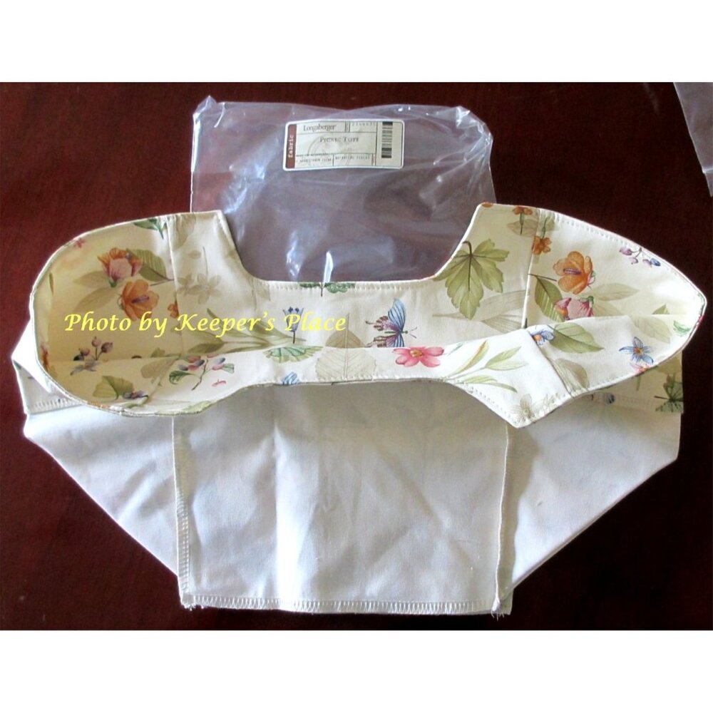 Longaberger Picnic Tote Botanical Fields Over Edge Basket Liner New In Package